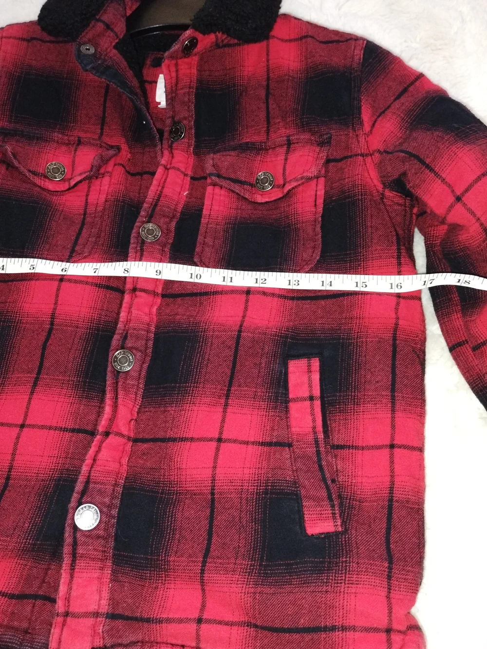 GAP Red and Black Plaid Sherpa-Lined Button Front Shirt